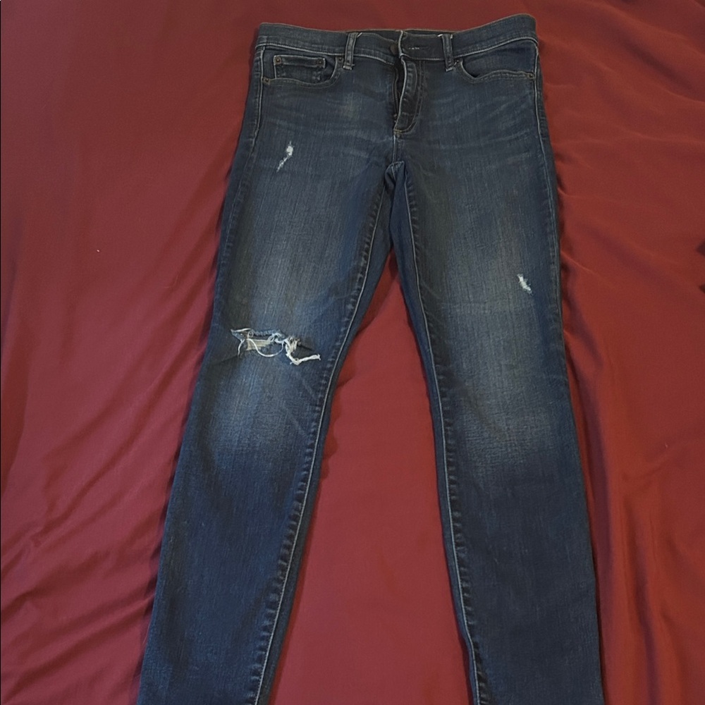GAP Women's Dark Blue Distressed Skinny Jeans
